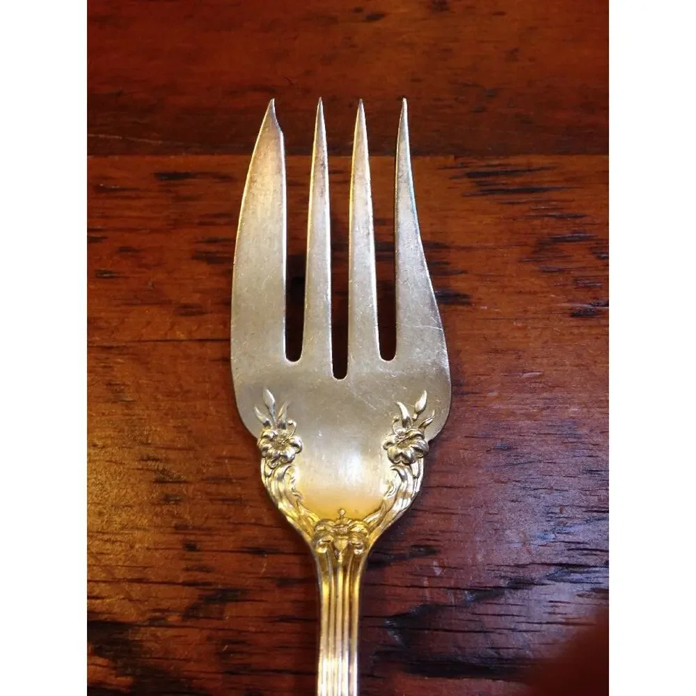 Vintage Reed & Barton Silverplate Wedding Serving Pastry Cake Fork Lilies #4 8